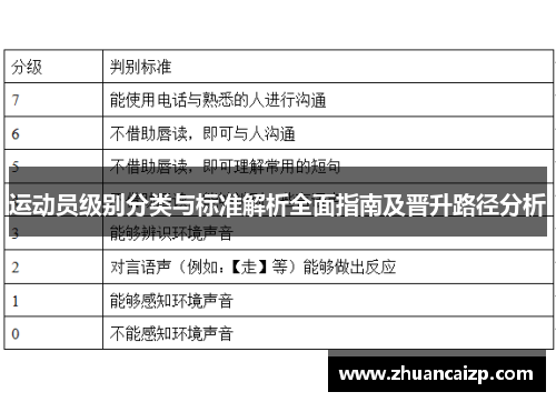 运动员级别分类与标准解析全面指南及晋升路径分析