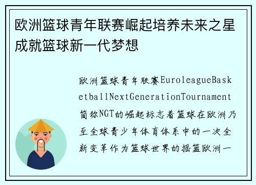 欧洲篮球青年联赛崛起培养未来之星成就篮球新一代梦想